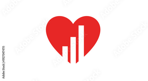 Heart Health Bar Chart Icon - Medical Statistics and Cardiology Concept