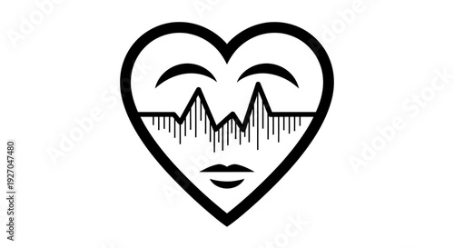Heartbeat Face Abstract Art
