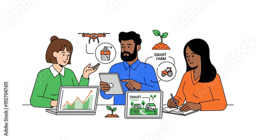 Smart Farming Team Collaborating on Agricultural Technology Solutions.
