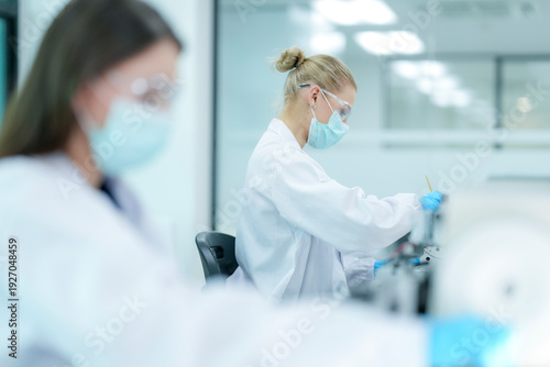 Canvas Print Pharmaceutical quality control analyst validating equipment sterility protocols