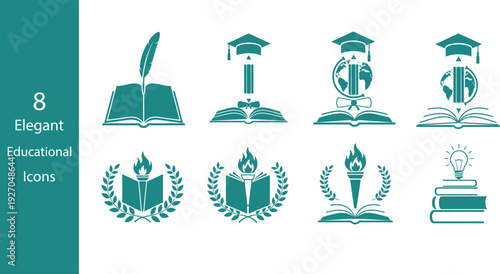 Elegant education icons for academic and business presentations