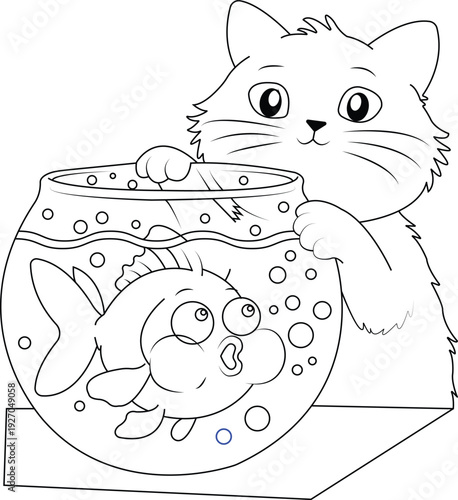 Funny goldfish coloring page for toddlers