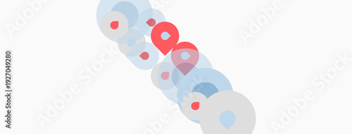 Simple illustration shows connected circles. Colors include red, blue, pink. Design appears playful, minimal, modern.