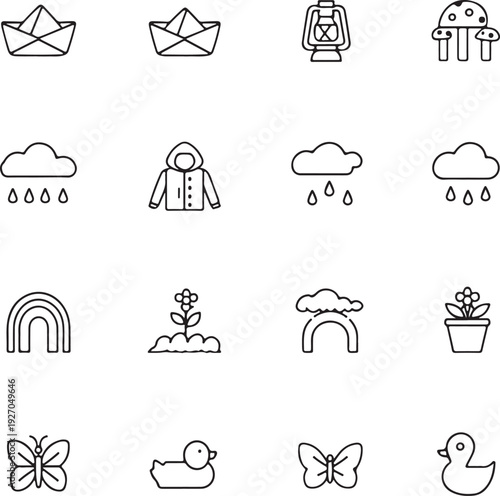 Rainy season vector illustration set