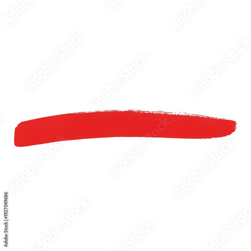 Thick red brush stroke with textured edges across the frame isolated on a transparent background