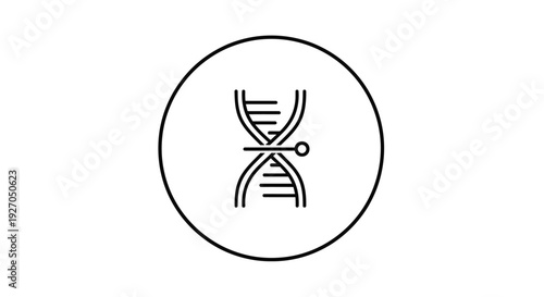 DNA helix icon with scissors clipping, gene editing concept