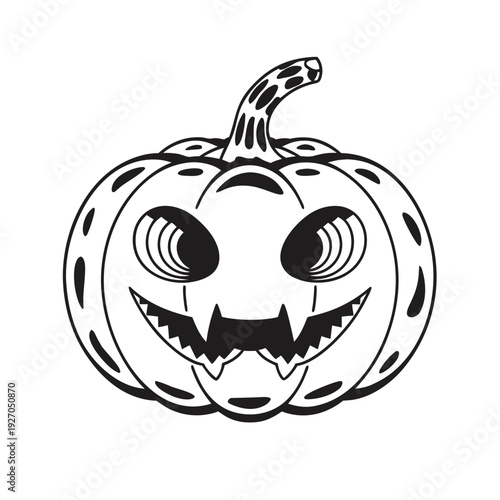 A spooky jack-o'-lantern with a creepy, animated expression for halloween