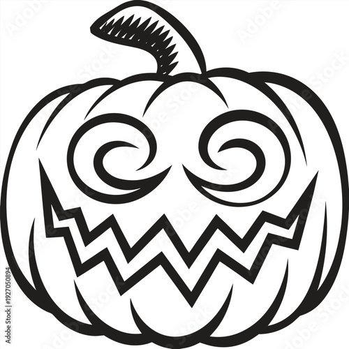 A classic jack-o'-lantern with a spooky, carved face design for halloween