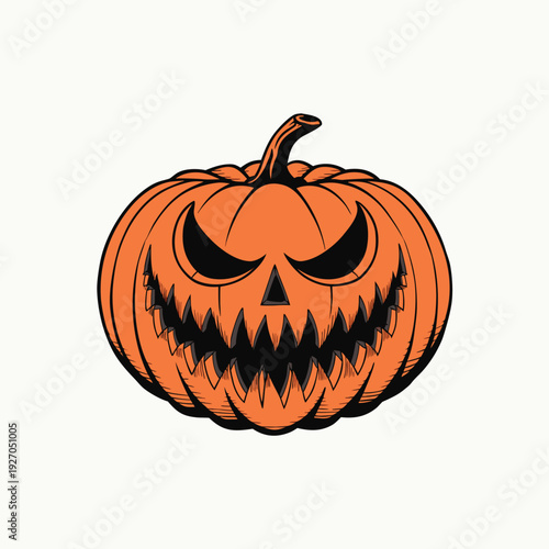 Classic jack-o'-lantern with a spooky grin carved into its face