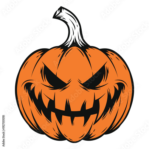 Classic jack-o'-lantern with a spooky grin carved into its face