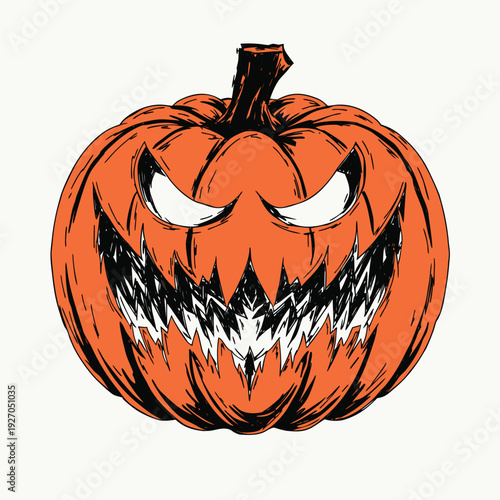 Classic jack-o'-lantern with a spooky grin carved into its face
