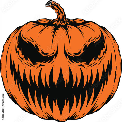 Classic jack-o'-lantern with a spooky grin carved into its face