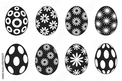 Decorative Black And White Easter Egg Designs Collection