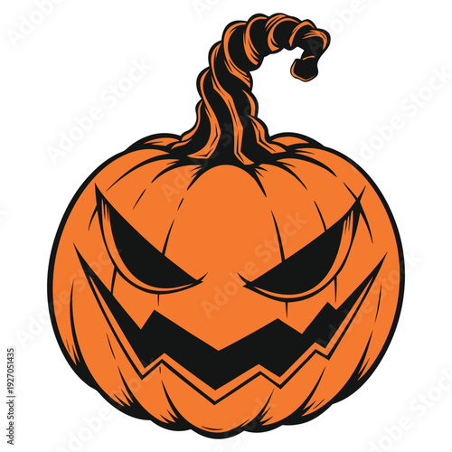 A spooky jack-o'-lantern with a gruesome, toothy grin for halloween season