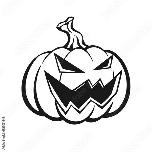 A classic jack-o'-lantern with a spooky, wide-eyed grin carved into its face