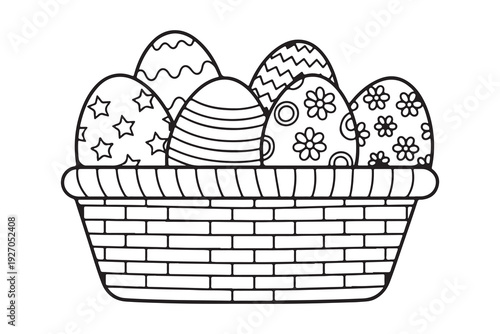 Decorative Easter Eggs Basket Illustration Design