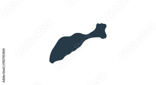 Abstract Dark Blue Organic Shape on White Background