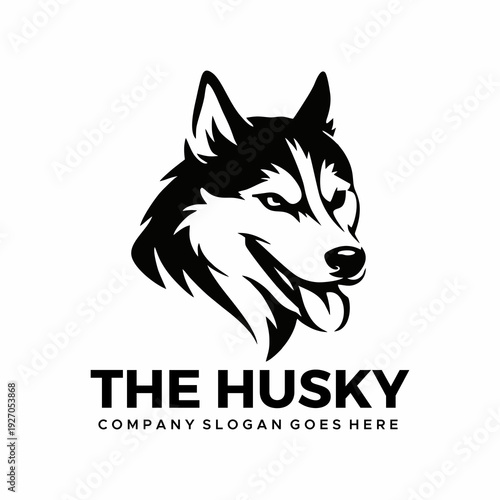 cool Husky head vector logo illustration
