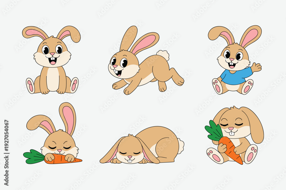 Obraz premium Running Bunny Cartoon Character Vector