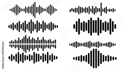 Podcast voice sound and music audio waves icons set vector illustration.
