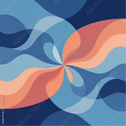 Moments of Transition as geometric shapes gently morphing to soft flowing curves, gradients from serene blue to warm peach, symbolizing adaptation and change.eps