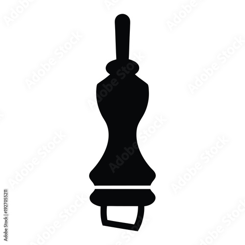 Detailed vector illustration of a solid black chess King piece on white