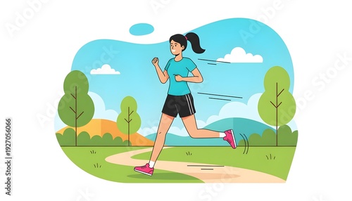 Healthy Lifestyle Jogging Cartoon