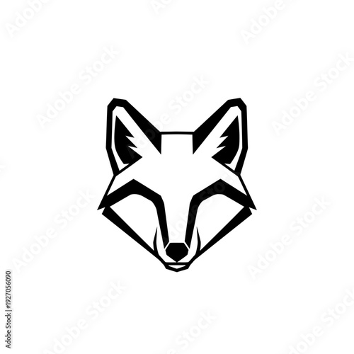 A striking, minimalist black vector logo showcasing a modern, geometric fox head design, symbolizing cunning, agility, and intelligence, ideal for contemporary branding and sleek digital graphics