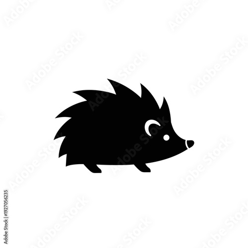 Stylized Black Hedgehog Vector Logo Illustration for Animal Protection and Wildlife Conservation Designs