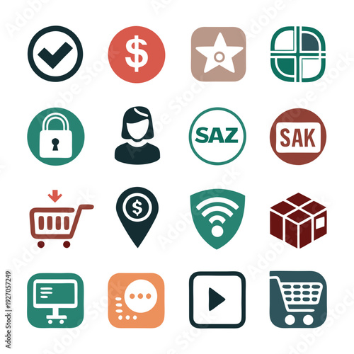 E-commerce and technology icons for online business services