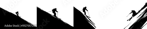 The Lonely Skier: Silhouette of a person skiing down a snowy mountain slope at dusk.