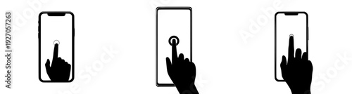 Silhouette of a smartphone with finger pressing home button