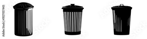 Black and White Silhouette of a Trash Can with Lid