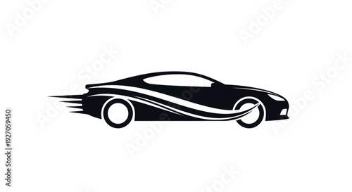 Black Sports Car Silhouette Graphic Design.