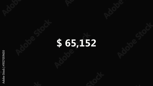 One hundred thousand dollar counting animation from zero to one hundred thousand on a transparent background, 0 to 1,00000 dollar money counter animation with alpha channel in 4k dollar  

