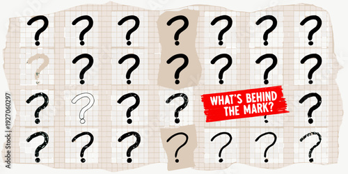 A grid of question marks with a revealed space and red text