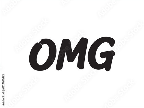 Bold black cursive letters spelling out omg on clean white background