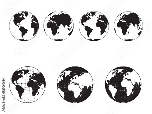 Collection of world maps showing different land and water contrasts