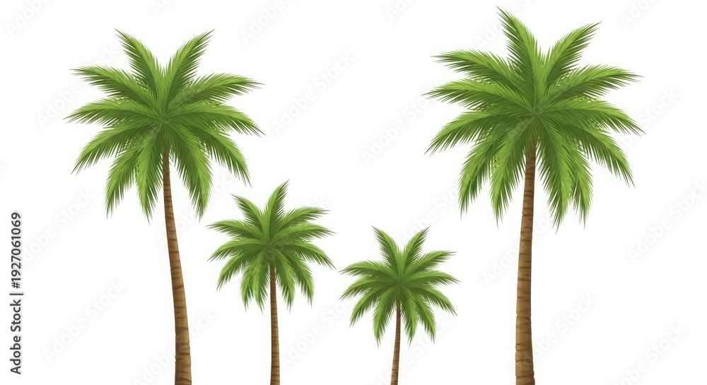 Fototapeta premium A serene group of palm trees standing tall against a white background