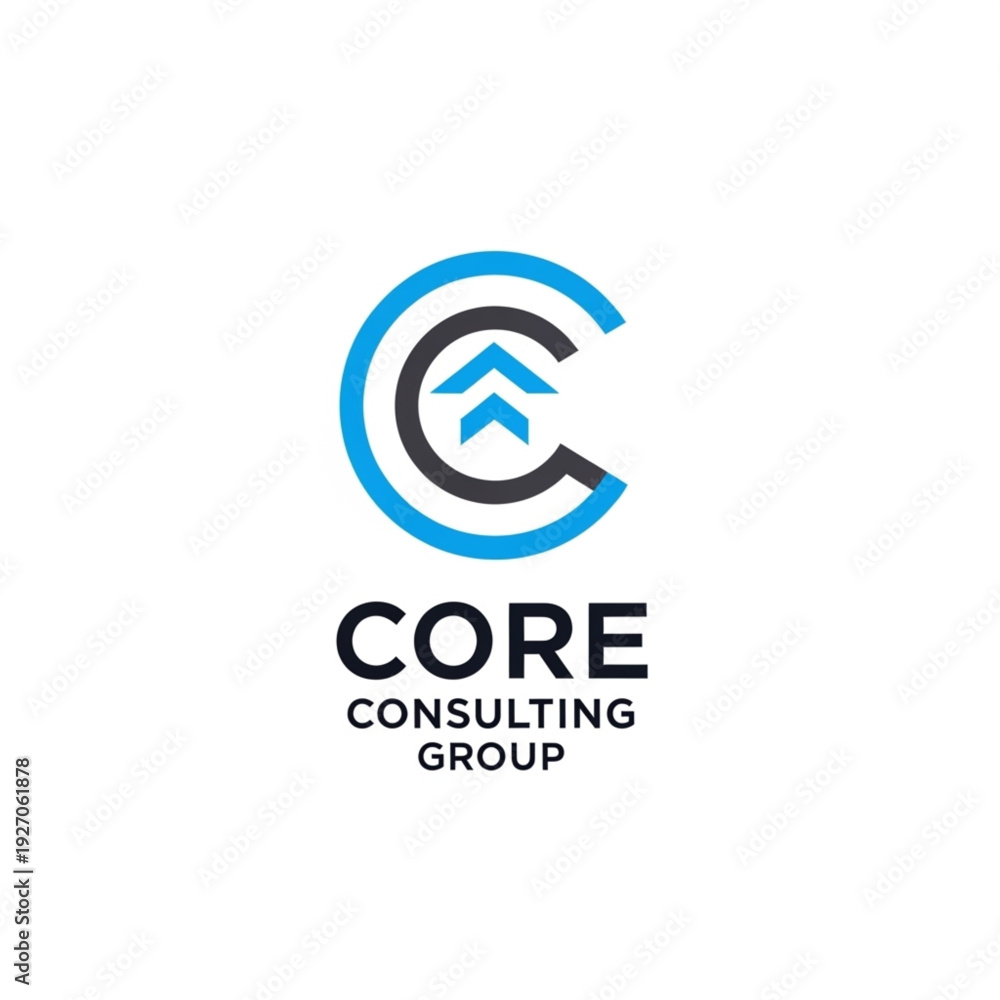 Fototapeta premium Core Consulting Group logo design with initial 'C' and upward moving arrows symbolizing growth and progress in business.