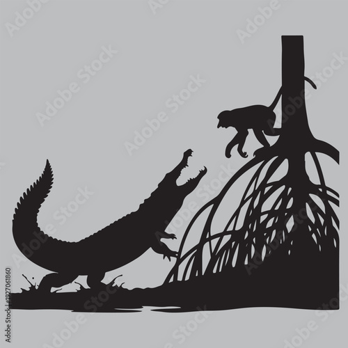  proboscis riverbank fatal surge silhouette vector design art and illustration