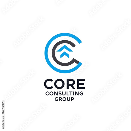 Core Consulting Group logo design with initial 'C' and upward moving arrows symbolizing growth and progress in business.