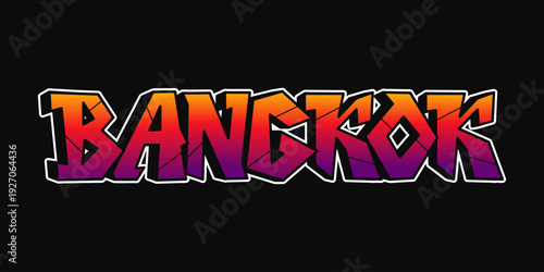 Bangkok text typography Street art vibrant graffiti lettering