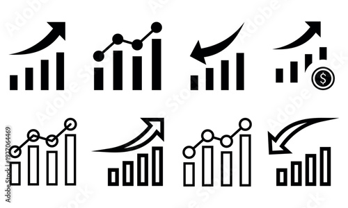 Business Digital Transformation Icon Set – Innovation, Change Management, Growth, Strategy and Technology Integration Glyph & Outline Vector Collection