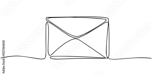 continuous one line drawing envelope icon