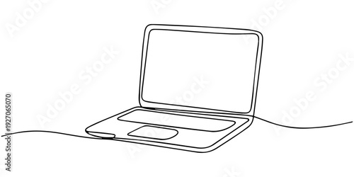Laptop continuous one line drawing icon