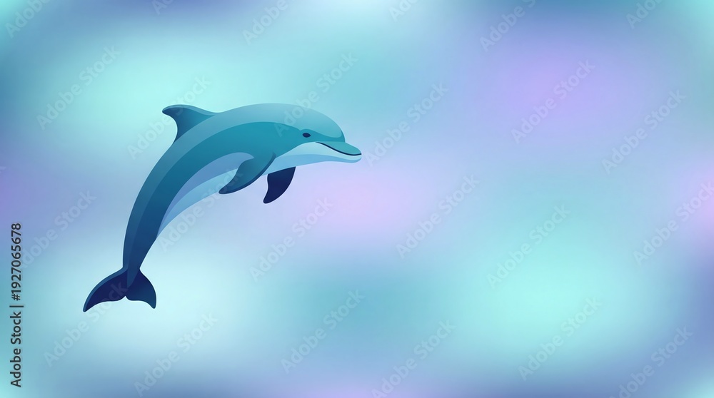 Obraz premium Dolphin Jumping in Elegant Blue Gradient Vector Art
