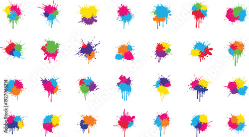 Vibrant colorful paint splatter collection for creative designs