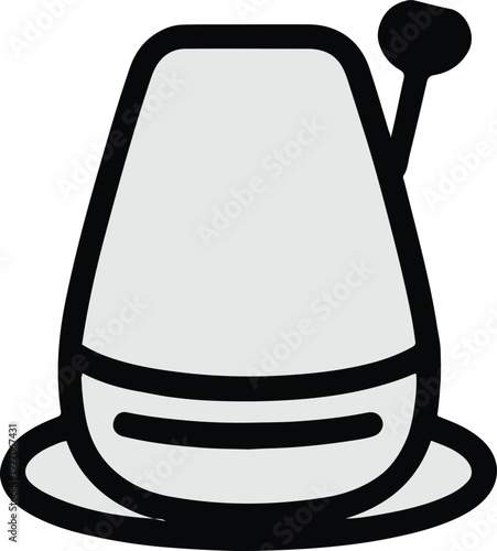 Minimalist toilet plunger tool vector sticker, bold black thick clean outline, pure white background, isolated object