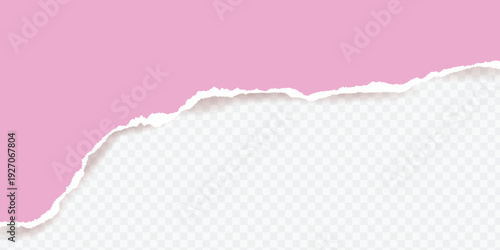 Torn of white paper strips, piece is on white spotted background for text, advertising or design. Vector illustration	

